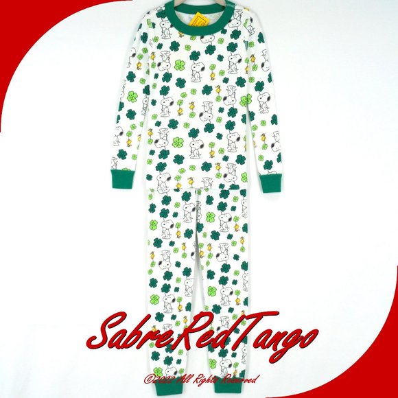 Hanna Andersson Other - NWT Hanna Andersson Organic Long Johns Pajamas Peanuts Snoopy Shamrock 100 4T 4